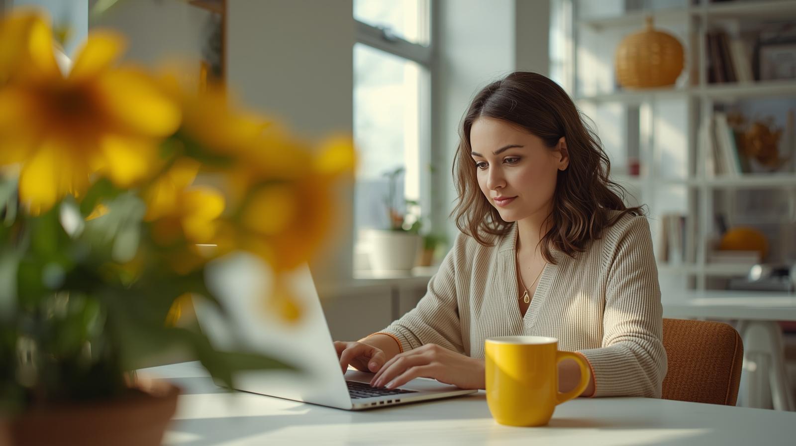 woman typing on a laptop